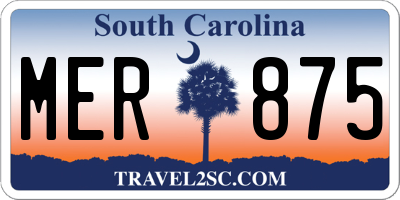 SC license plate MER875