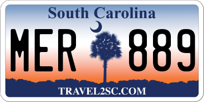 SC license plate MER889