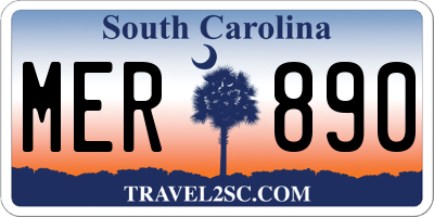 SC license plate MER890