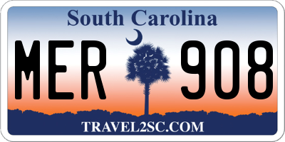 SC license plate MER908