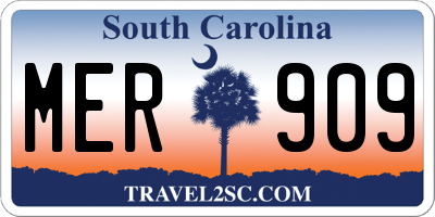 SC license plate MER909