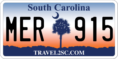 SC license plate MER915