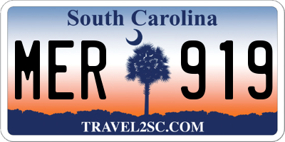 SC license plate MER919