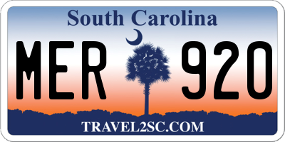 SC license plate MER920