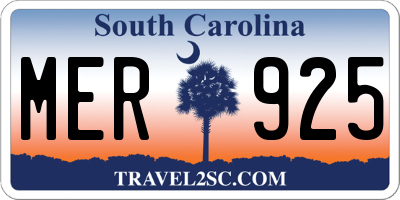 SC license plate MER925