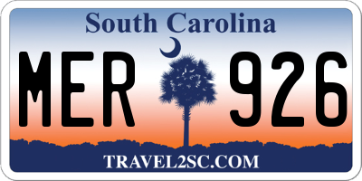SC license plate MER926