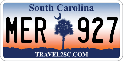 SC license plate MER927
