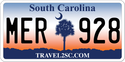 SC license plate MER928