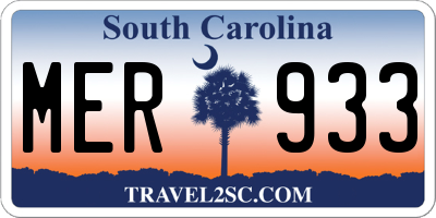 SC license plate MER933