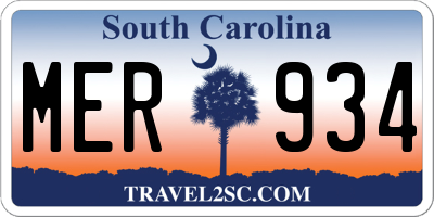 SC license plate MER934