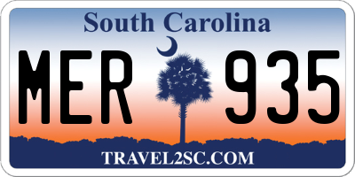 SC license plate MER935