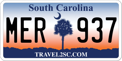 SC license plate MER937