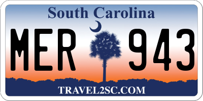 SC license plate MER943