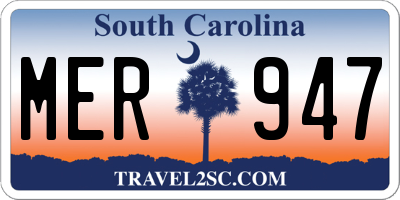 SC license plate MER947