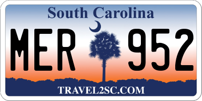 SC license plate MER952