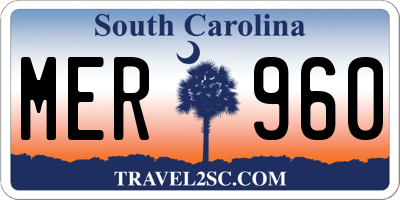 SC license plate MER960