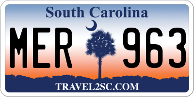 SC license plate MER963