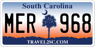 SC license plate MER968