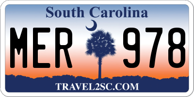 SC license plate MER978