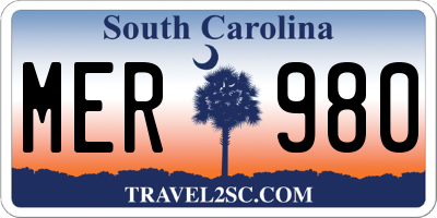 SC license plate MER980