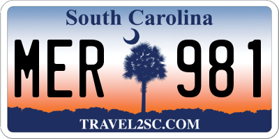 SC license plate MER981