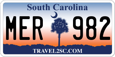 SC license plate MER982