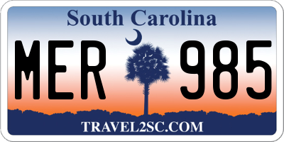 SC license plate MER985