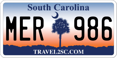 SC license plate MER986