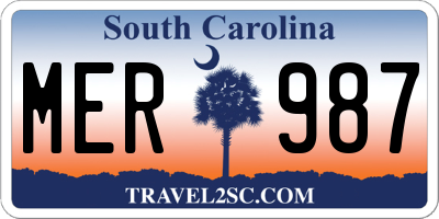 SC license plate MER987