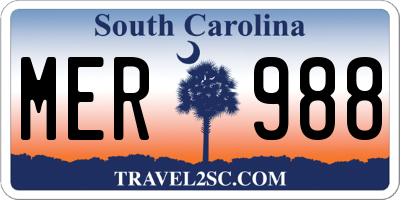SC license plate MER988