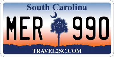 SC license plate MER990