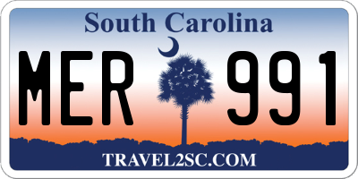 SC license plate MER991