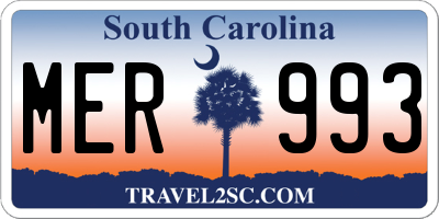 SC license plate MER993