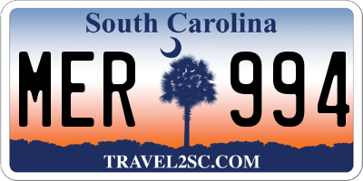 SC license plate MER994