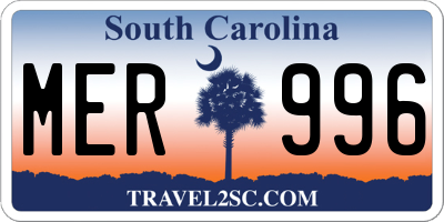 SC license plate MER996