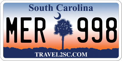 SC license plate MER998
