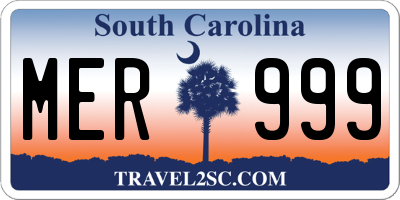 SC license plate MER999