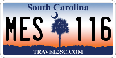 SC license plate MES116