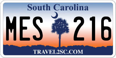 SC license plate MES216