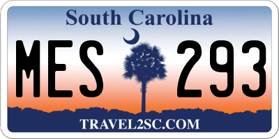 SC license plate MES293
