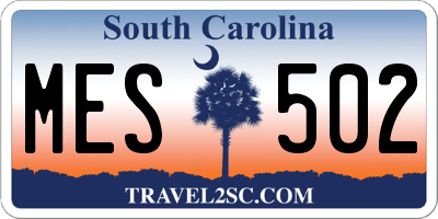 SC license plate MES502