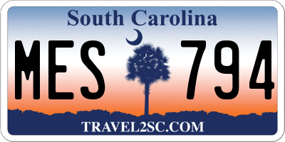 SC license plate MES794