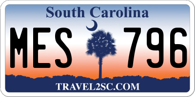 SC license plate MES796