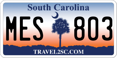 SC license plate MES803
