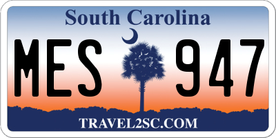 SC license plate MES947