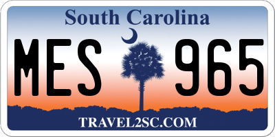 SC license plate MES965