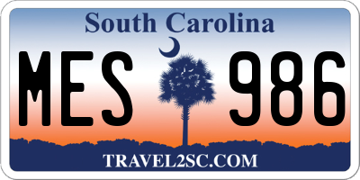 SC license plate MES986