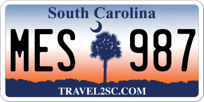 SC license plate MES987