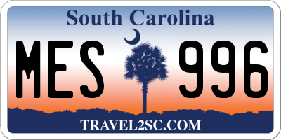 SC license plate MES996