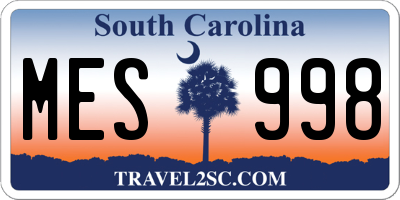 SC license plate MES998